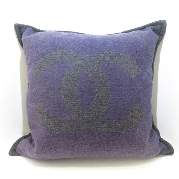 Auth CHANEL - Dark Gray Purple Wool Cashmere Accessory - Picture 5 of 7